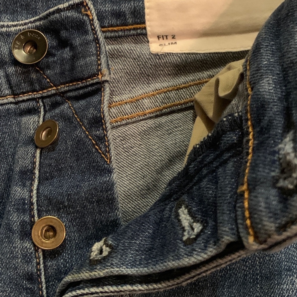Rag & Bone Jeans Mens 34x32 Blue Fit 2 Slim Straight Button Fly Made In USA - Picture 4 of 10